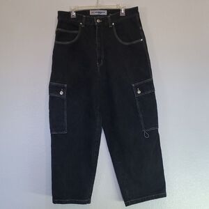 Vintage Street Fit Anchor Blue Men's Black Denim Cargo Pants